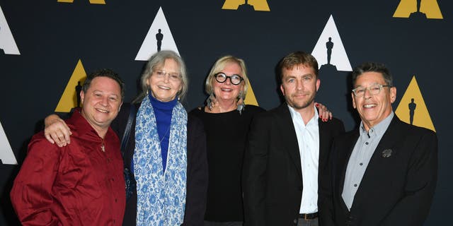 (L-R) Actors Scott Schwartz, Melinda Dillon, production designer Reuben Freed, costume designer Mary E. McLeod and actor Peter Billingsley attend the Academy Celebrates "A Christmas Story" 35TH Anniversary at the Academy of Motion Pictures Arts and Sciences, in Beverly Hills, California, on December 10, 2018.