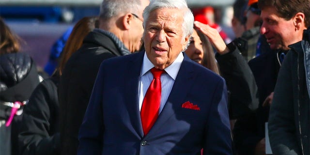 Owner Robert Kraft of the New England Patriots looks on before a game against the Miami Dolphins at Gillette Stadium on Dec. 29, 2019 in Foxborough, Massachusetts.  