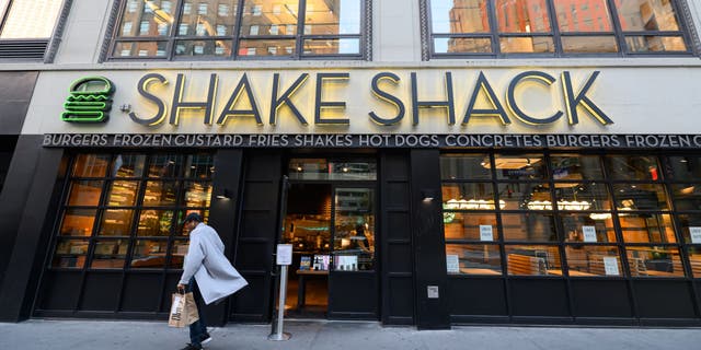 A view outside Shake Shack during the coronavirus pandemic on April 20, 2020, in New York City.