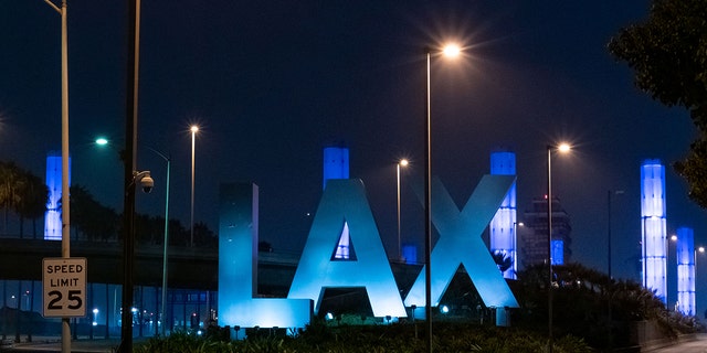 General view of the LAX sign at Los Angeles International Airport on September 15, 2020 in Los Angeles, California.  