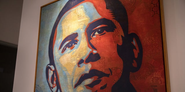 Shepard Fairey (Barack Obama), 2008, is on display at Heritage Auctions Wednesday, April 6, 2022, in Chicago. 