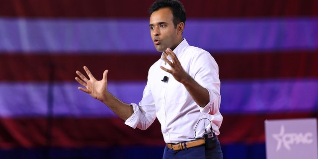Vivek Ramaswamy spoke at the Conservative Political Action Conference (CPAC) in Dallas, Texas, US, on Friday, Aug. 5, 2022. 