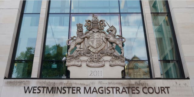 A photograph taken on Aug. 17, 2022 shows the entrance of the Westminster Magistrates' Court, in London, prior to the start of the hearing of Jaswant Singh Chail, following his arrest while armed with a crossbow at Windsor Castle as Queen Elizabeth II spent Christmas Day there. Police charged the 20-year-old man with an offence under Britain's 1842 Treason Act after arresting. Chail, from Southampton in southern England, has also been charged with making threats to kill and possession of an offensive weapon following the incident at the castle, southwest of London, last year.