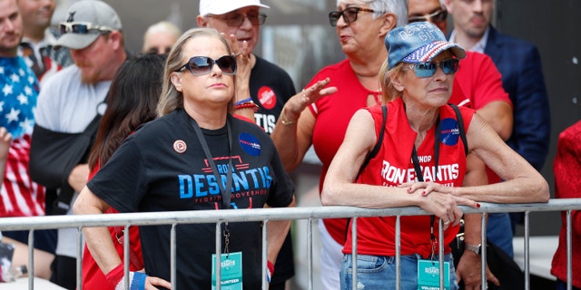 Supporters wait in line to hear Republican Florida Gov. Ron DeSantis and Sen. Marco Rubio (R-FL) to give their re-election campaign speeches during a rally hosted by the Republican Party of Florida held at the Cheyenne Saloon on November 7, 2022, in Orlando, Florida.