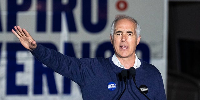 Sen. Bob Casey, D-Pa., speaks during a campaign rally on November 6, 2022.