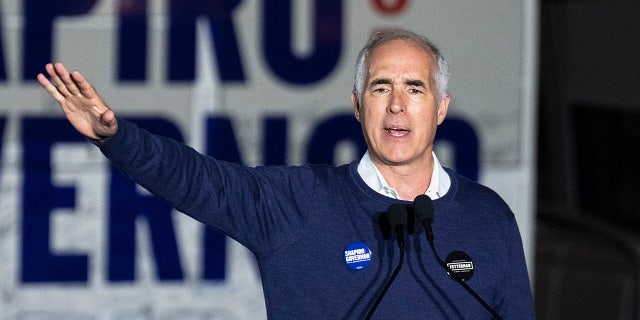 Sen. Bob Casey, D-Pa., speaks during a campaign rally on November 6, 2022.