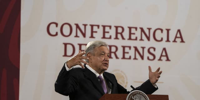 Andres Manuel Lopez Obrador, Mexico's president, speaks during a news conference in Mexico City, Mexico, on Tuesday, Nov. 15, 2022. 