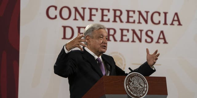 Andres Manuel Lopez Obrador, Mexico's president, speaks during a news conference in Mexico City, Mexico, on Tuesday, Nov. 15, 2022. 