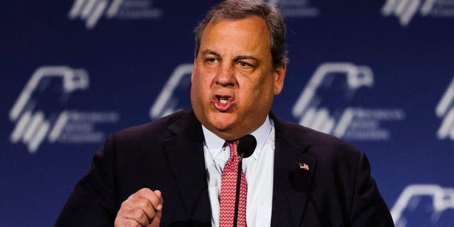 Former New Jersey Governor Chris Christie speaks at the Republican Jewish Coalition Annual Leadership Meeting in Las Vegas, Nevada, on November 19, 2022.