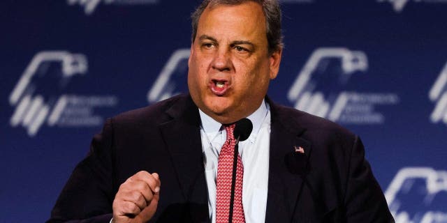 Former New Jersey Governor Chris Christie speaks at the Republican Jewish Coalition Annual Leadership Meeting in Las Vegas, Nevada, on November 19, 2022.