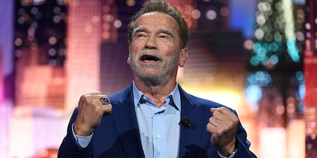 US-Austrian actor and Former Governor of California Arnold Schwarzenegger speaks about clean energy during the Consumer Electronics Show (CES) on January 4, 2023 in Las Vegas, Nevada. (Photo by Patrick T. Fallon / AFP) (Photo by PATRICK T. FALLON/AFP via Getty Images)