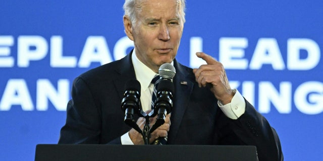US President Joe Biden speaks about the progress of the administration's economic agenda at Belmont Water Treatment Center in Philadelphia, Pennsylvania, on February 3, 2023.Â
