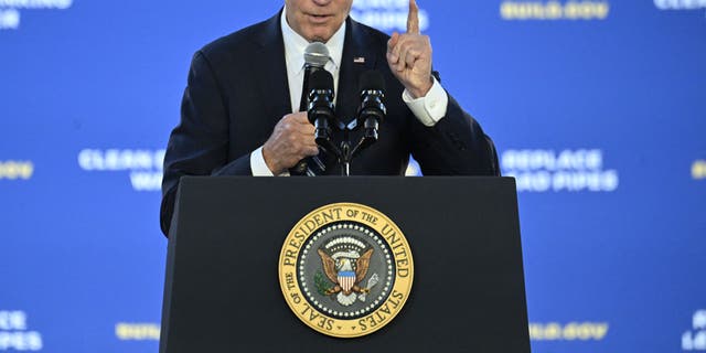 President Joe Biden speaks in Philadelphia, Pennsylvania, on Feb. 3. The Biden administration has been accused of slow-walking oil and gas drilling permits. 