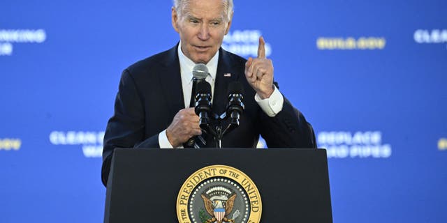 US President Joe Biden speaks about the progress of the administration's economic agenda at Belmont Water Treatment Center in Philadelphia, Pennsylvania, on February 3, 2023. 