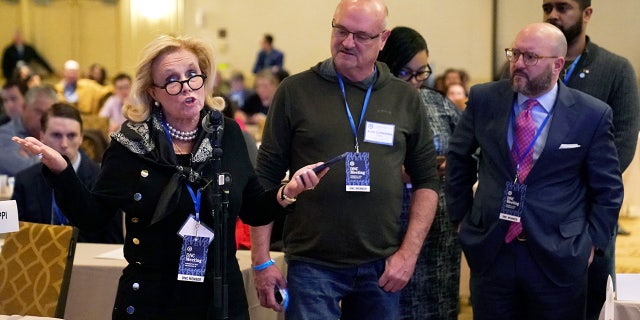 Rep. Debbie Dingell, D-Mich., speaks at the DNC Winter Meeting in Philadelphia, Pennsylvania, on February 4, 2023.