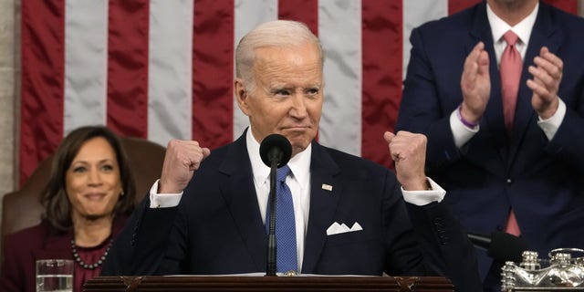 President Biden delivers a State of the Union address at the U.S. Capitol in Washington, D.C., on Feb. 7, 2023. 