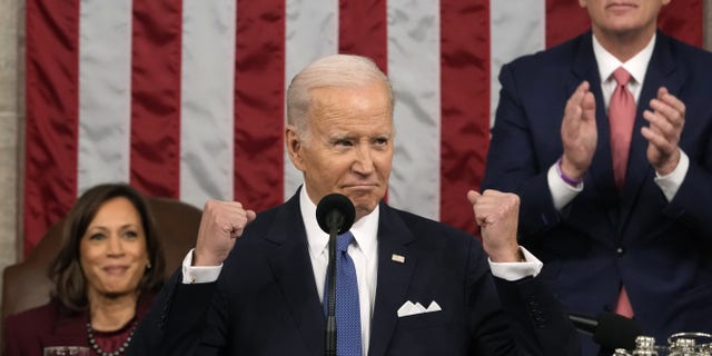 President Biden delivers a State of the Union address at the U.S. Capitol in Washington, D.C., on Feb. 7, 2023. 