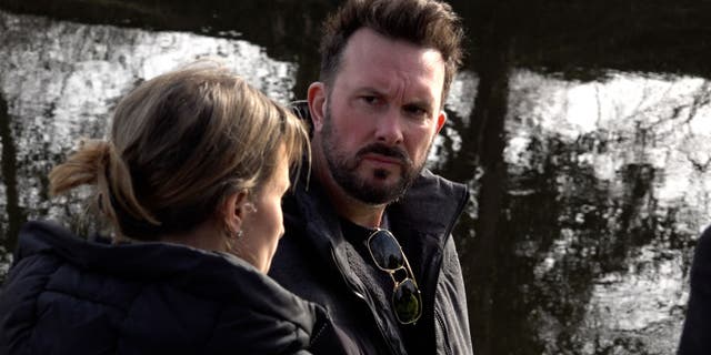 Screen grab taken from PA Video of Paul Ansell, the partner of missing mother-of-two Nicola Bulley, visiting the River Wyre in Lancashire on Feb. 8, 2023.