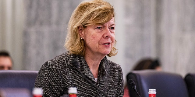 Sen. Tammy Baldwin, D-Wis., speaks during a hearing in Washington, D.C., on Feb. 9, 2023.