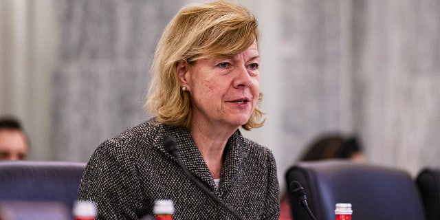 Sen. Tammy Baldwin, D-Wis., speaks during a hearing in Washington, D.C., on Feb. 9, 2023.