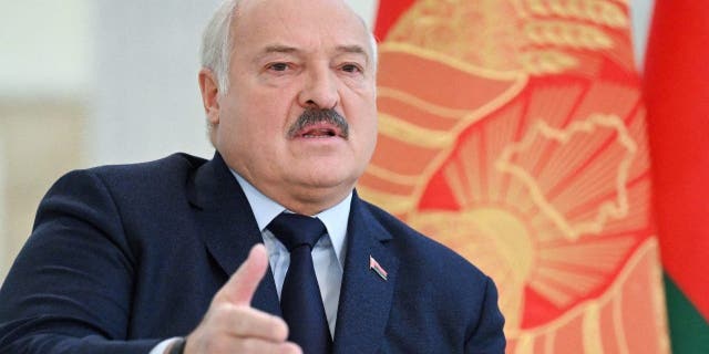 Belarus President Alexander Lukashenko speaks as he meets with foreign media at his residence, the Independence Palace, in the capital Minsk.