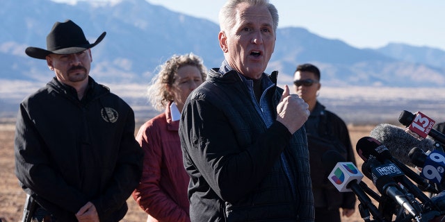 House Speaker Kevin McCarthy, R-Calif., took Reps. Juan Ciscomani, R-Ariz., Lori Chavez-DeRemer, R-OR, Jen Kiggans, R-VA, and Derrick Van Olden, R-Wisc., to visit the US-Mexico border on February 16, 2023. 