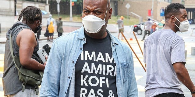 Mayor Ras Baraka attends the "All Black Lives Matter" Community Painting Day on June 27, 2020, in Newark, New Jersey.