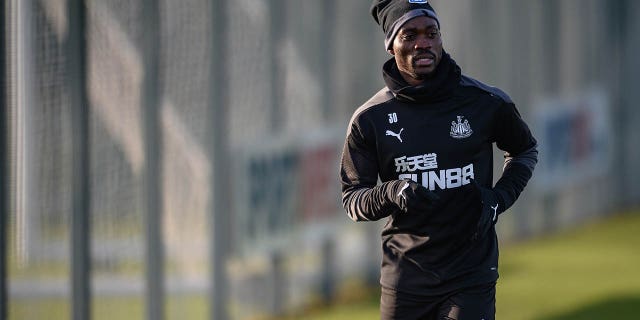 Christian Atsu runs during the Newcastle United Training Session at the Newcastle United Training Centre on January 15, 2021 in Newcastle upon Tyne, England.