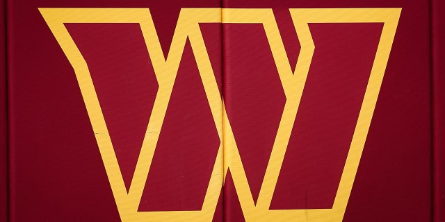 A view of the Washington Commanders logo in the stadium before the preseason game between the Washington Commanders and the Carolina Panthers at FedExField on August 13, 2022, in Landover, Maryland.