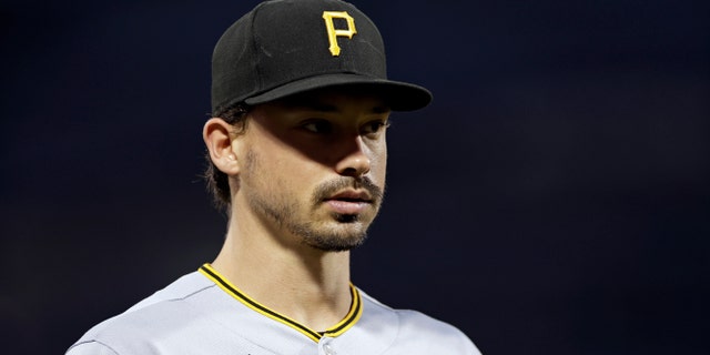 Bryan Reynolds of the Pittsburgh Pirates before the first inning against the New York Mets at Citi Field Sept. 17, 2022, in the Queens borough of New York City.