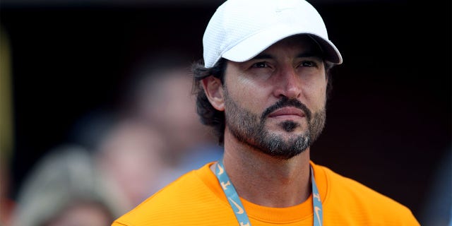 Tennessee Volunteers baseball coach Tony Vitello on the sidelines at Neyland Stadium during the game against the Florida Gators on September 24, 2022, in Knoxville, Tennessee. Tennessee won the game 38-33.