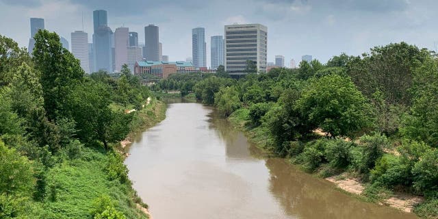 Buffalo Bayou and skyline of Houston, Texas.