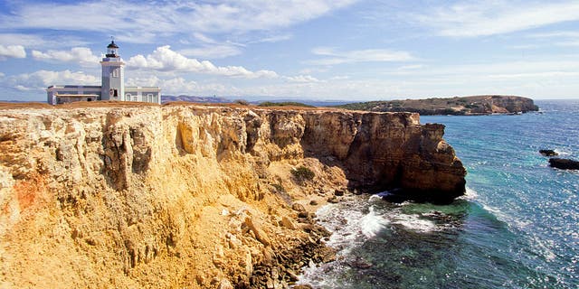 The lighthouse near the cliff at Cabo Rojo in Puerto Rico.