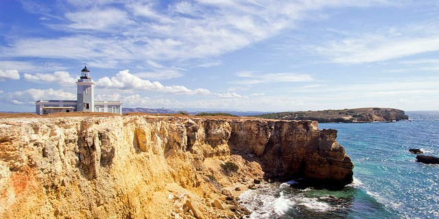 The lighthouse near the cliff at Cabo Rojo in Puerto Rico.