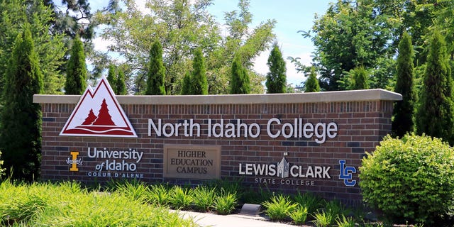 North Idaho College entrance sign in Coeur dÕAlene Idaho which also includes northern Idaho campuses for the University of Idaho and Lewis Clark State College.