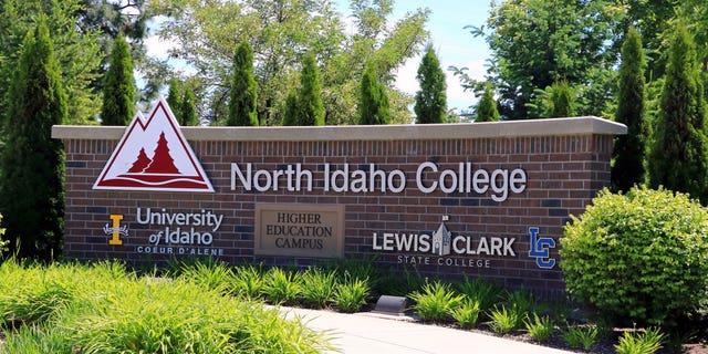 North Idaho College entrance sign in Coeur dÕAlene Idaho which also includes northern Idaho campuses for the University of Idaho and Lewis Clark State College.