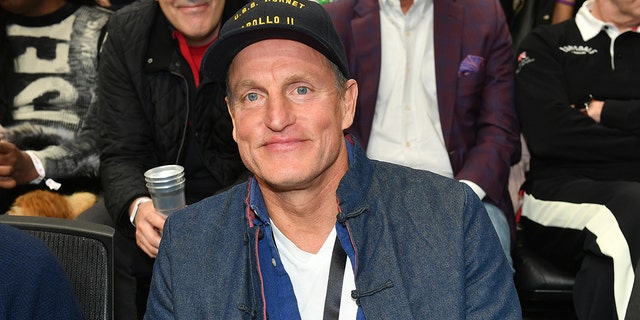 Actor Woody Harrelson attends the game between the Los Angeles Clippers and the Atlanta Hawks at State Farm Arena on January 28, 2023, in Atlanta, Georgia. 