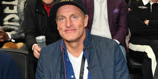 Actor Woody Harrelson attends the game between the Los Angeles Clippers and the Atlanta Hawks at State Farm Arena on January 28, 2023 in Atlanta, Georgia. 