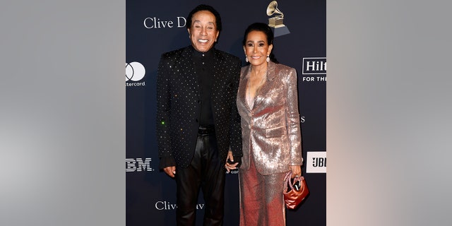 Smokey Robinson and his wife Frances attended Clive Davis' Pre-Grammy Gala.