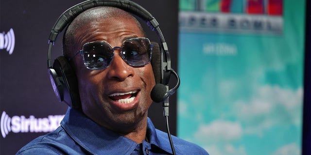 Deion Sanders attends SiriusXM At Super Bowl LVII on February 09, 2023 in Phoenix, Arizona. 