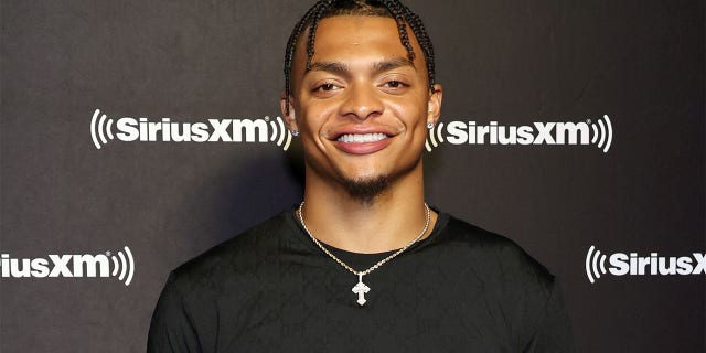 Justin Fields of the Chicago Bears attends SiriusXM At Super Bowl LVII on February 09, 2023 in Phoenix, Arizona.