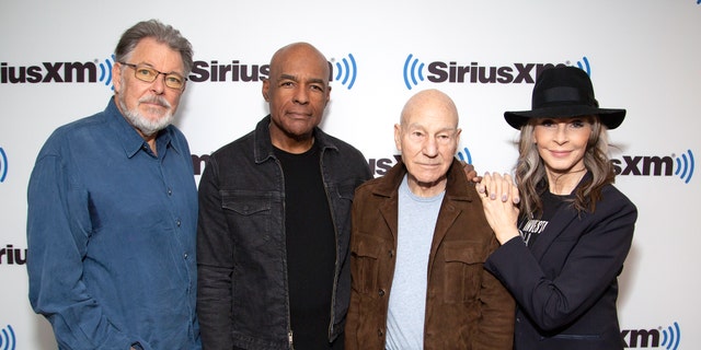 From left: Frakes, Dorn, Stewart and McFadden visit SiriusXM Studios on Monday.