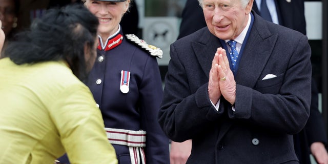 King Charles III leaves the Church of Christ the Cornerstone in Milton Keynes.