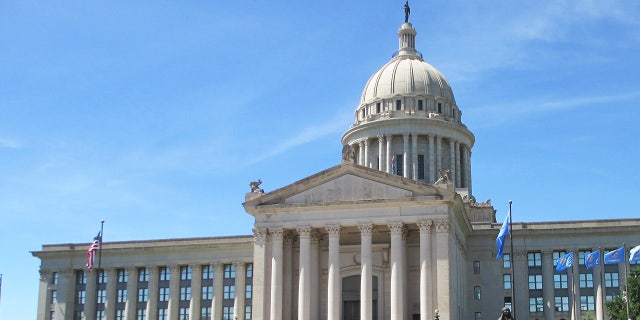 The Oklahoma State Capitol building, seen here in Oklahoma City, building was built in 1917.