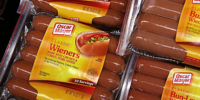 Packages of Oscar Mayer Classic wieners are displayed at Scotty's Market on April 21, 2014, in San Rafael, California.