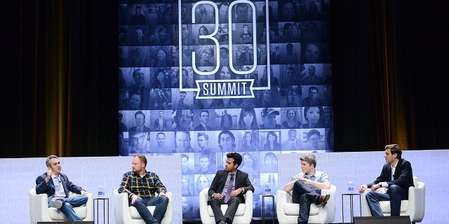 Josh Kopelman, Austin McChord, Vivek Ramaswamy, John Collison and Steve Bertoni at the Forbes Under 30 Summit at Pennsylvania Convention Center on October 5, 2015, in Philadelphia, Pennsylvania.  