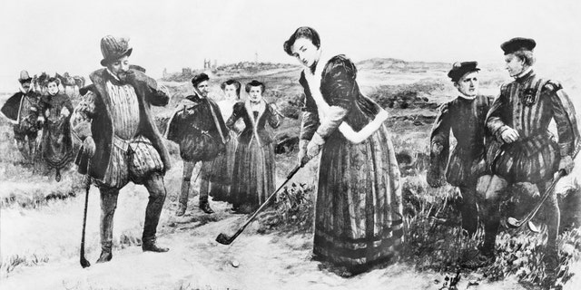 Mary, Queen of Scots, is said to be the first woman to regularly play golf, part of the sport's rich tradition in Scotland. Golfing here with Chastelard in attendance, playing at St.Andrews, 1563. 