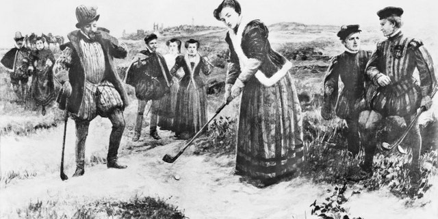 Mary, Queen of Scots, is said to be the first woman to regularly play golf, part of the sport's rich tradition in Scotland. Golfing here with Chastelard in attendance, playing at St.Andrews, 1563.
