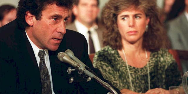 Paul Michael Glaser and his wife Elizabeth testifying in Washington before the House Budget Committee's Task Force on Pediatric AIDS in 1990. Elizabeth Glaser, who co-founded the Pediatric AIDS Foundation, contracted AIDS from a 1981 blood transfusion and died in 1994 from the disease.