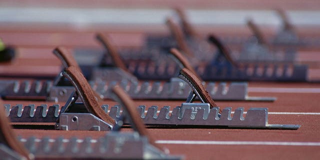 File image of Starting Blocks on a racetrack.